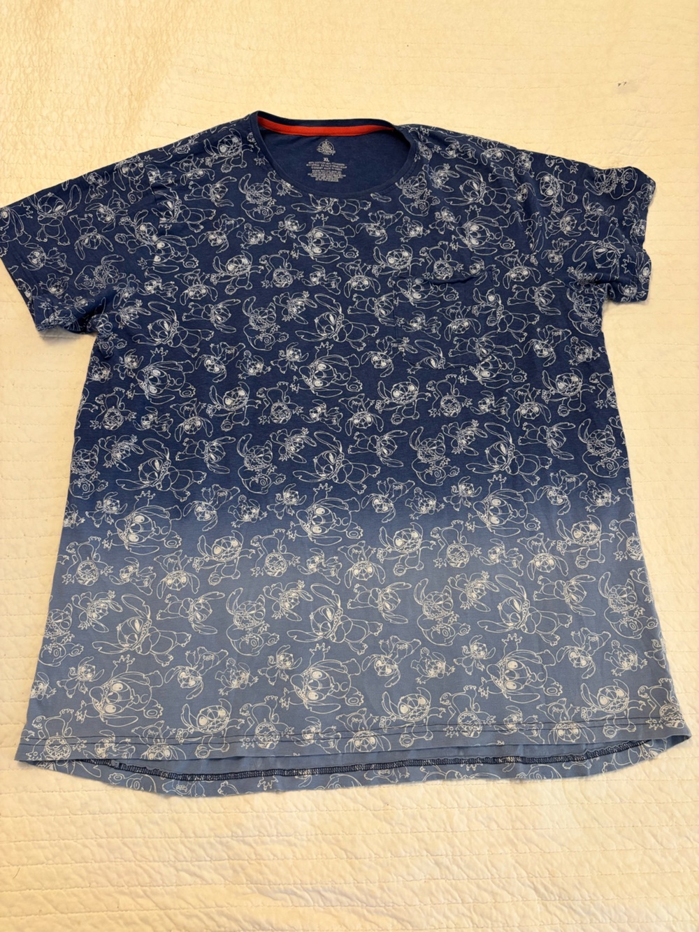 Disney Blue and Red Stitch Print Tee XL